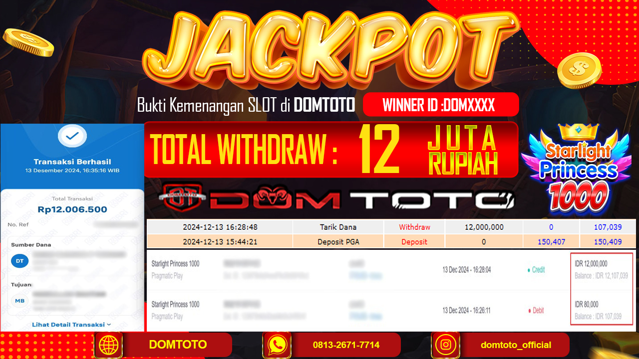 JACKPOT SLOT STARLIGHT PRINCESS 1000 13 DESEMBER 2024 